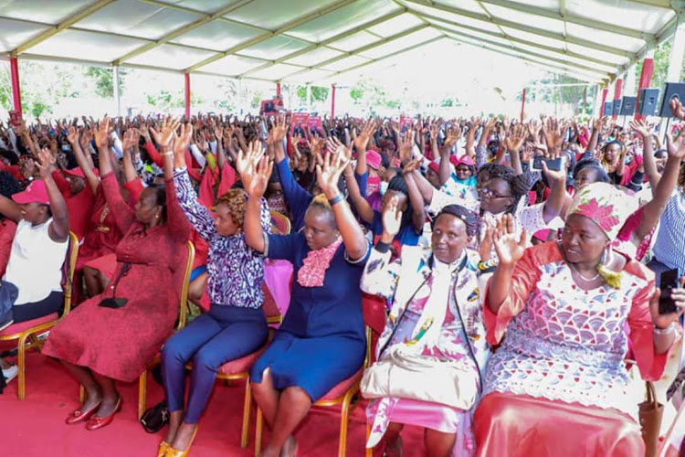 Some of the women who had attended the Jubilee Party Women League in Limuru on Wednesday, April 6, 2022