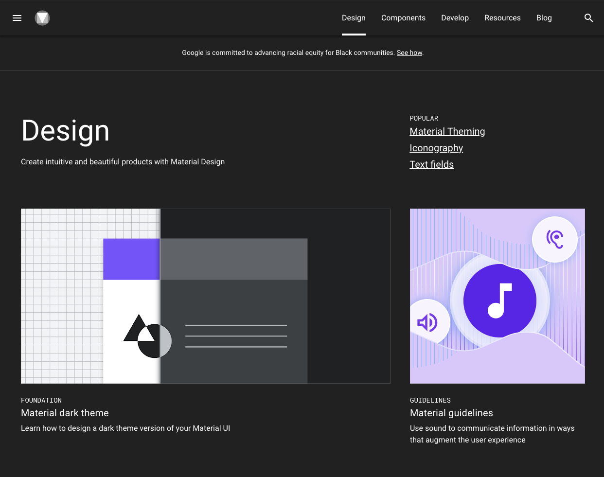 Google Material Design System example from website