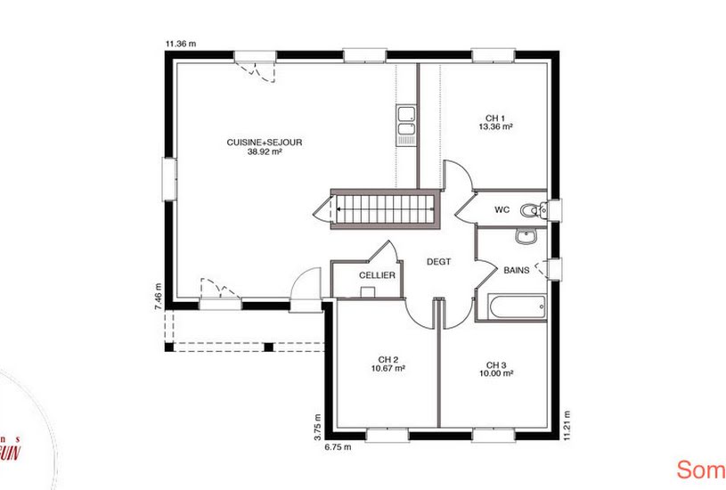  Vente Terrain + Maison - Terrain : 931m² - Maison : 80m² à Connantre (51230) 