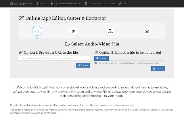 EditMp3.Online: Mp3 editor and extractor. chrome extension