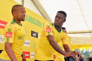 Aubrey Ngoma and Siyabonga Zulu during the Mamelodi Sundowns press conference at Chloorkop on January 17, 2018 in Pretoria, South Africa.