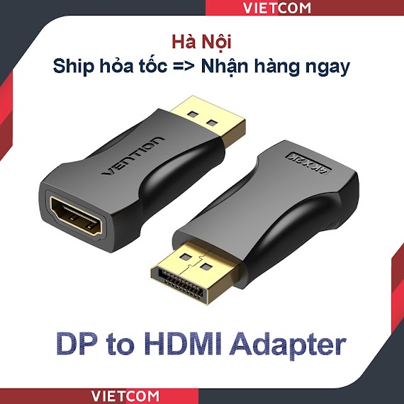 Đầu Chuyển Đổi Displayport To Hdmi Vention - Hỗ Trợ Độ Phân Giải 1080P/60Hz & 4K/30Hz