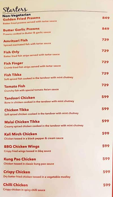 Gola Sizzlers menu 