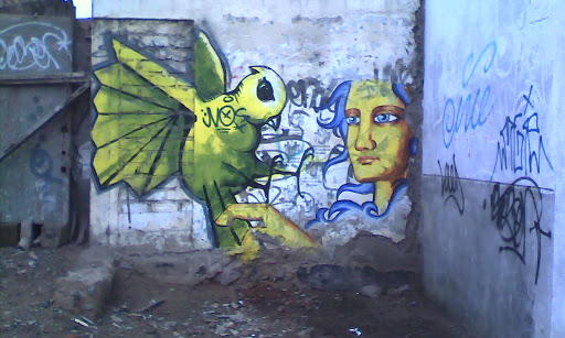 Mural de un Híbrido Ave Murcielago