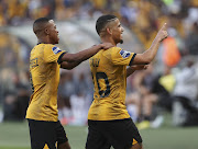 Keagan Dolly of Kaizer Chiefs celebrates goal with teammates Ashley Du Preez during their DStv Premiership win over Stellenbosch at Soccer City on 01 April 202.