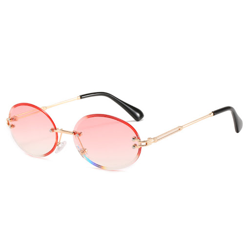 Title 6, Womens Vintage Oval Rimless Sunglasses