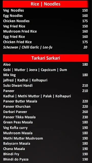 Birbal Biryani menu 