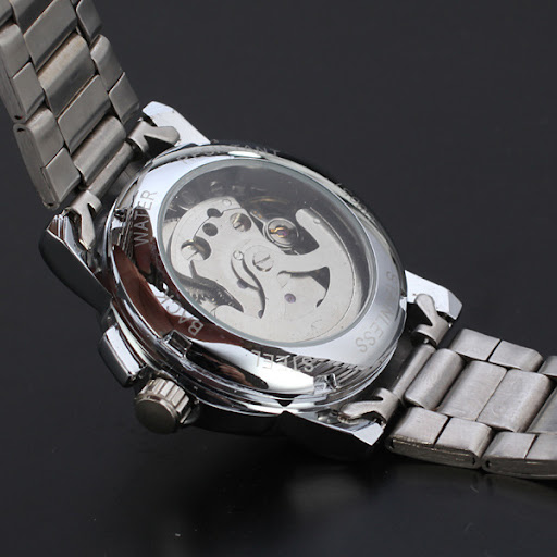 Title 3, Simple Scale Casual Mechanical Steel Strap Watc...