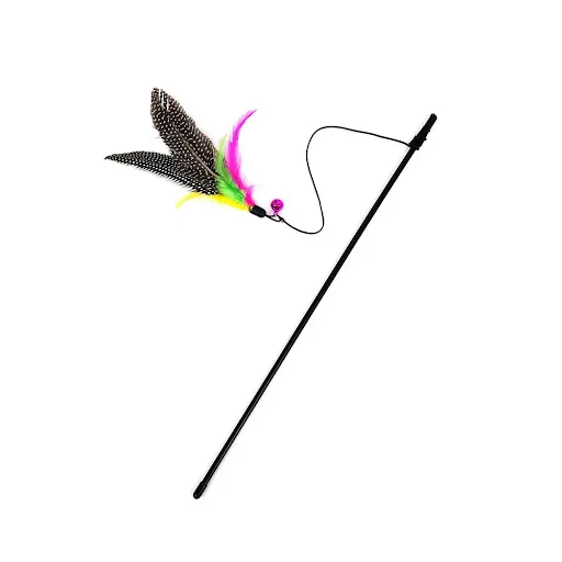 Funny Kitten Cat Teaser Interactive Toy Rod with Bell and Feather Toys for Cats Teaser Interactive Toy Rod Pet Cats Toys