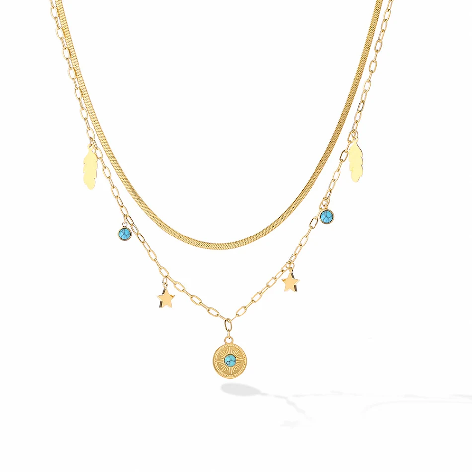 Dubbele ketting voor dames met echte goud plating. Tweeling ontwerp, elegante uitstraling en duurzaamheid voor een schitterende look.
