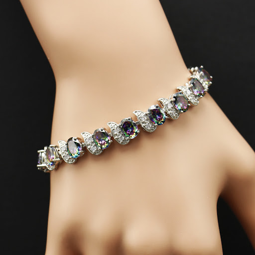Title 2, Vergulde damesarmband kleurrijk blauw