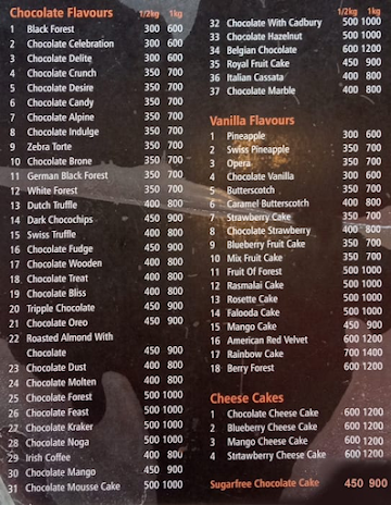 Hybrid Cake Lounge menu 