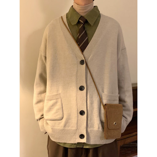 Title 1, Japanese Knitwear Cardigan Sweater Coat for Men...