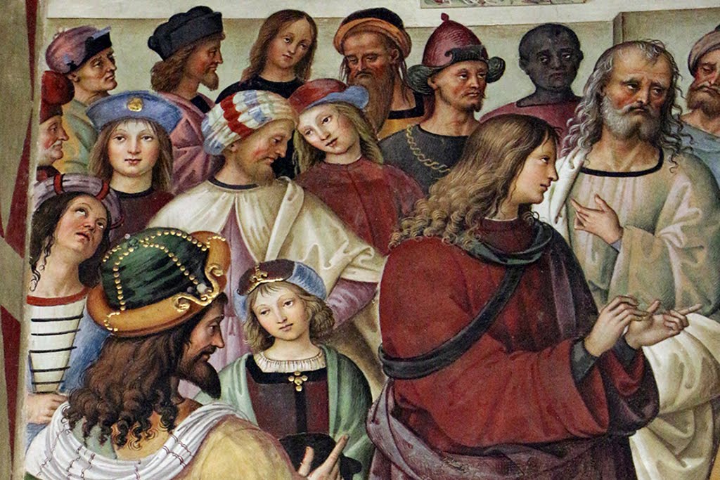 Pinturicchio, Liberia Piccolomini, 1502-07 circa, Enea Silvio Piccolomini ambasciatore alla corte di Scozia, Siena, Duomo