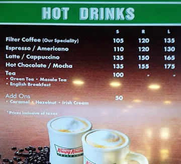 Krispy Kreme menu 