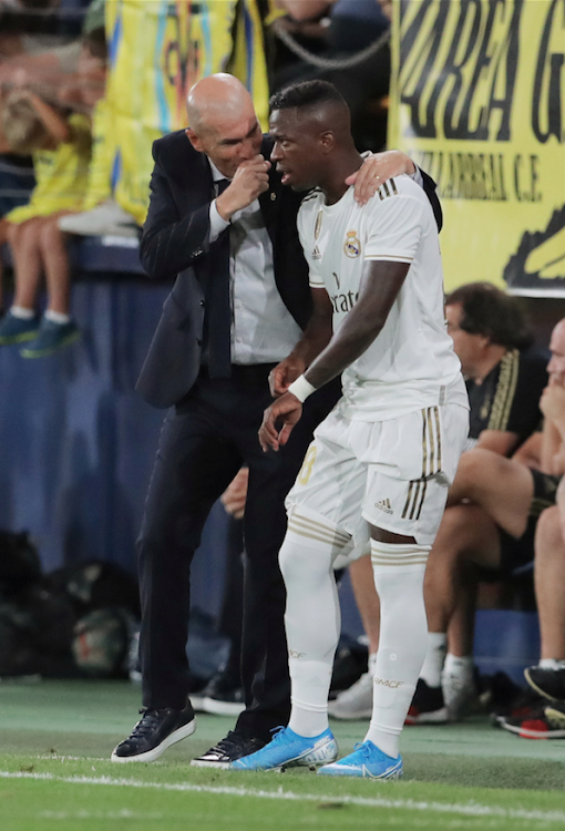 Real Madrid coach Zinedine Zidane with Vinicius Junior