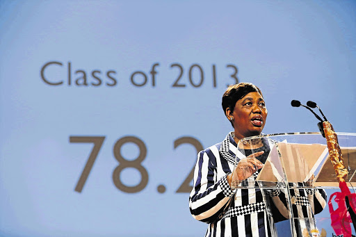 ON YOUR MARKS: Basic Education Minister Angie Motshekga announces the results of the 2013 matric exams