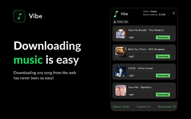 Vibe - professional music downloader chrome extension