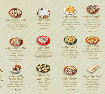 Kanti Sweets menu 