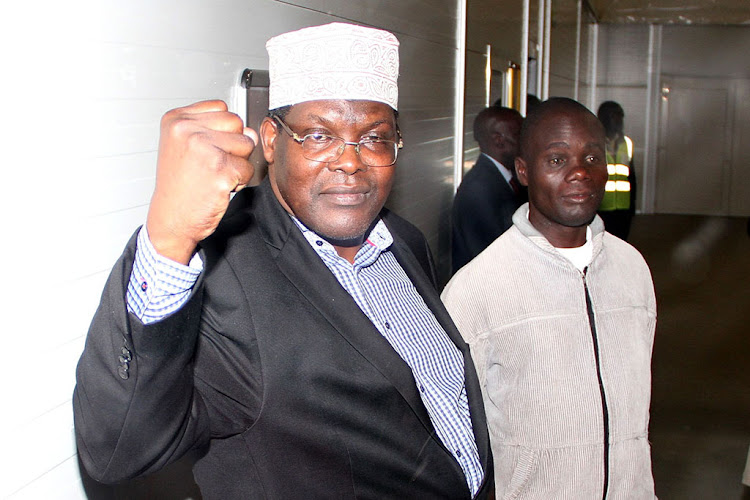 Miguna Miguna at Jomo Kenyatta International Airport after he was denied entry upon his arrival from Canada on March 27, 2018.