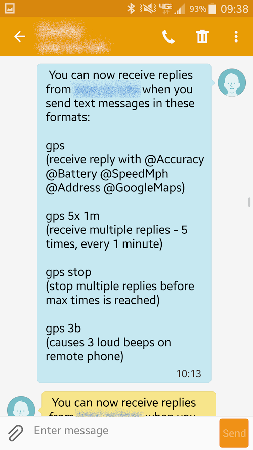 Android application GPS Sms/Text Reply screenshort