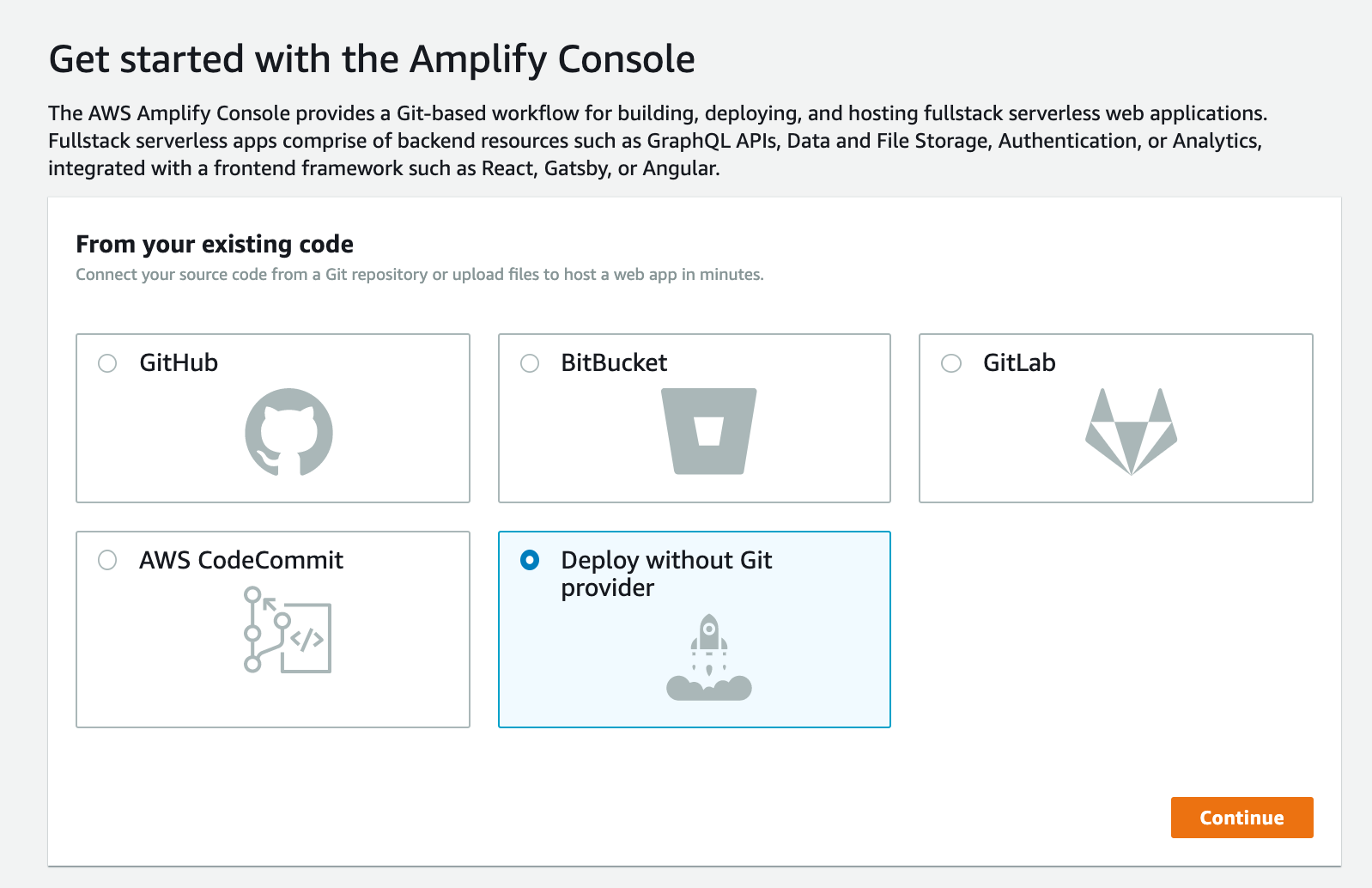 Options for deploying your existing project