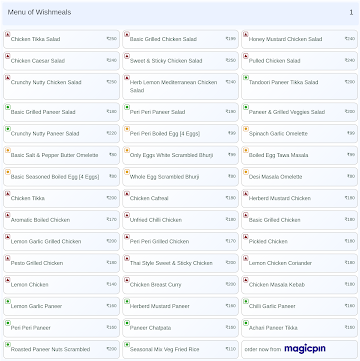 Wishmeals menu 