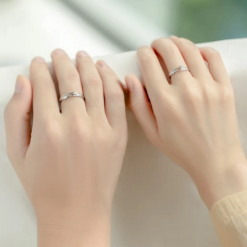 Bague Ajustable pour Couple en Argent Sterling