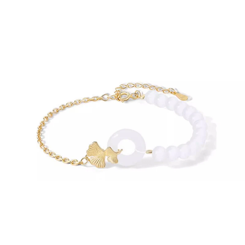 Bracelet en Argent Sterling avec Boucle de Paix en Jade Hetian