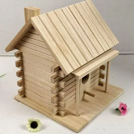 Outdoor Decoration Wood Birds Nest Box DIY Parrot Cockatiels Swallows Nest Outdoors Roof Wooden Bird House Hanging Bird 