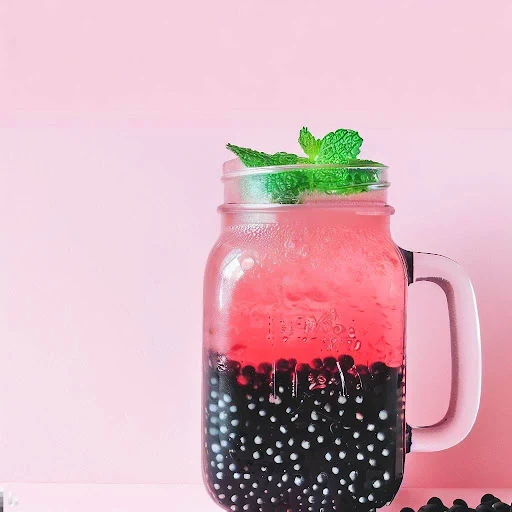 Raspberry Mint Bubble Beverage [450 Ml, 1 Mason Jar]