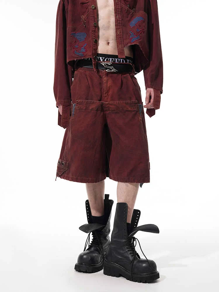 Title 6, Herren Loose Cropped Hose mit Doppelbund, Washe...