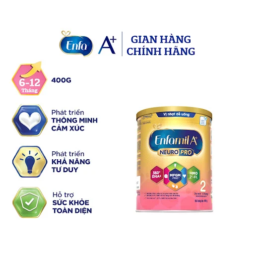 Sữa bột Enfamil A+ NeuroPro 2 Vị Thanh Mát với 2’-FL HMO cho trẻ từ 6 –12 tháng tuổi– 400g