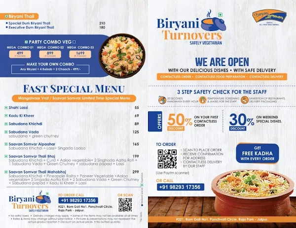 Biryani Turns Veg menu 