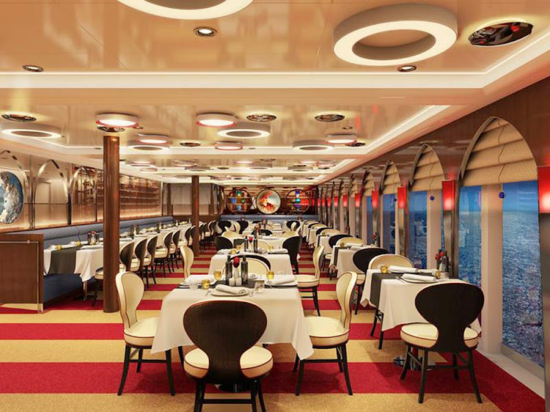 The specialty restaurant Canaletto on the upcoming Holland America ship Koningsdam. Look for first-day bargains at specialty restaurants on many ships.