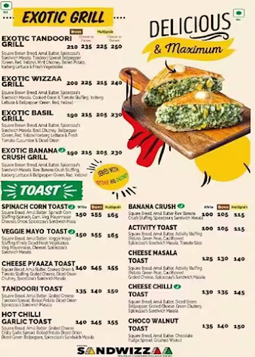 Sandwizzaa menu 