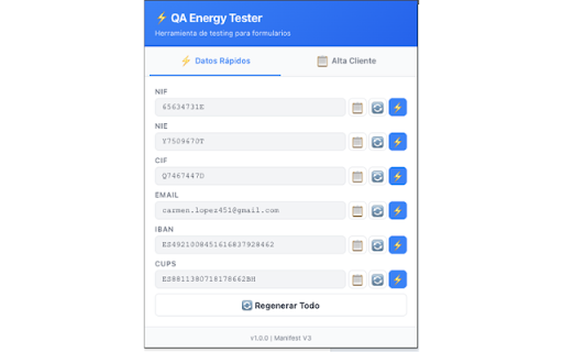 QA Energy Form Tester screenshot 1