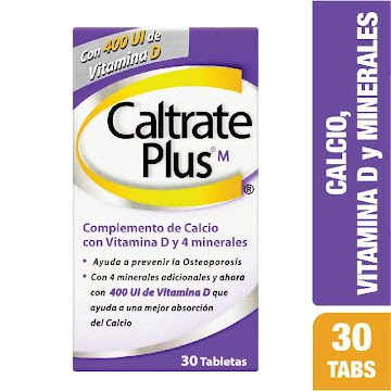 Caltrate Plus Calcio + Vitamina D3 400 UI Haleon Caja x 30 Tabletas  