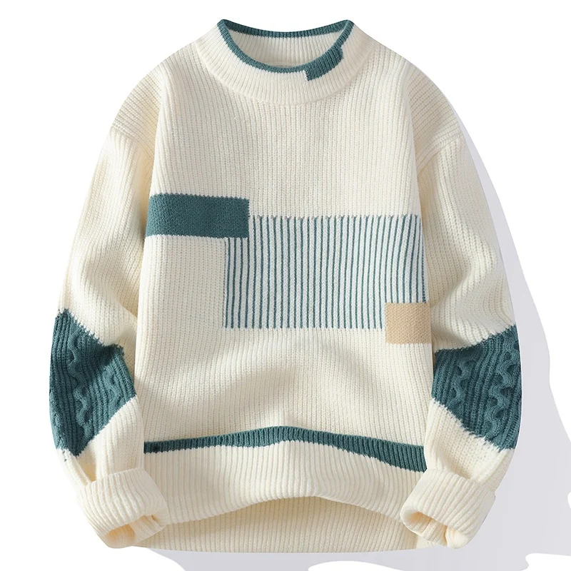 Heren Fashion Colorblock gebreide kleding winter, warme trui voor de koude dagen. Stijlvol en comfortabel, perfect voor de winter.