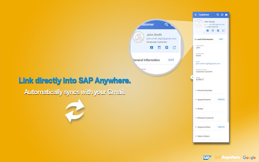 SAP Anywhere sidebar for Gmail