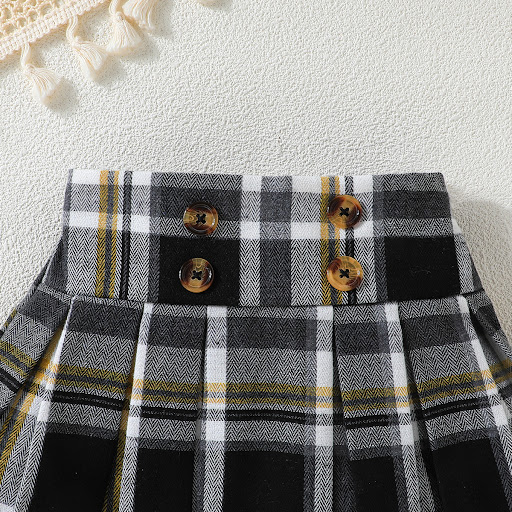 Title 19, Top Plaid Bow Plaid Skirt Fashion Baby Girl Two...