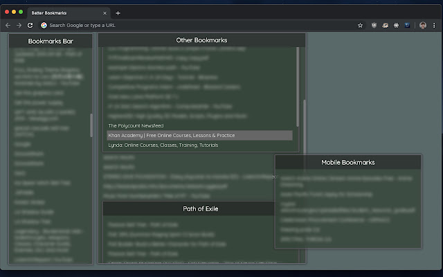 Better Bookmarks chrome extension