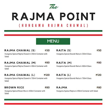 The Rajma Point menu 