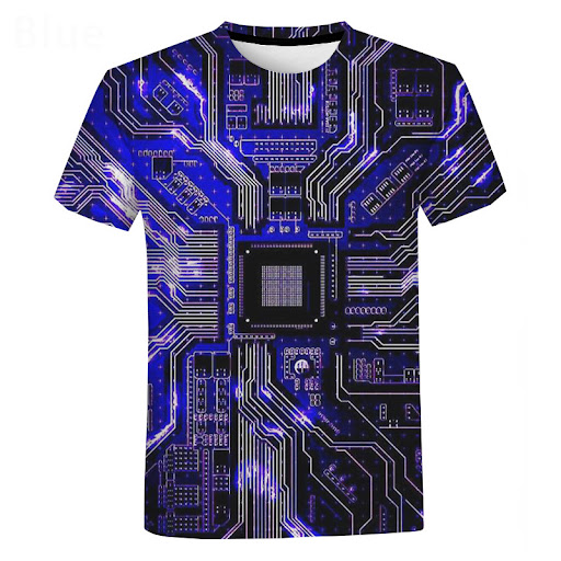 Title 2, Circuit Board Digital Printed T-shirt for Men a...