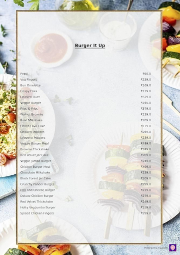 Burger It Up menu