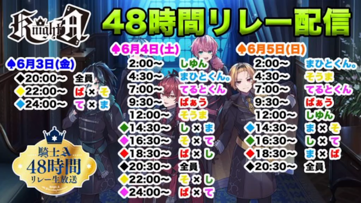 「騎士Aの48時間リレー配信見てる？」のメインビジュアル