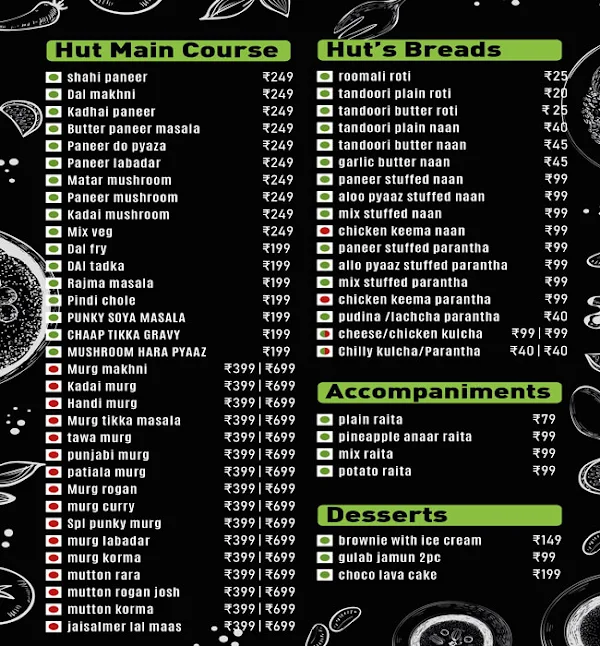 Black Mughal Hut menu 