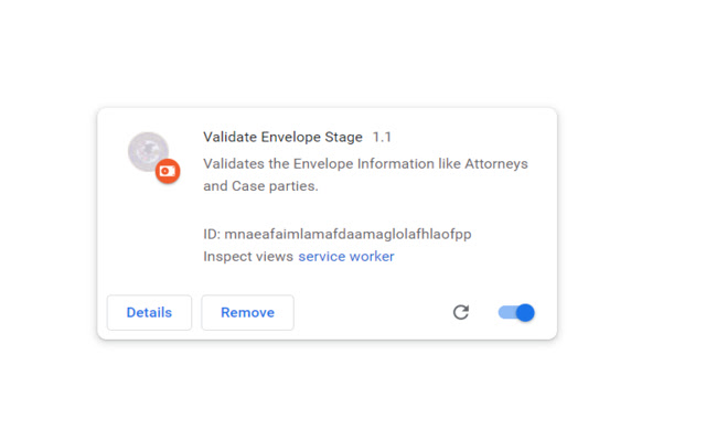 Validate Envelope Stage chrome extension