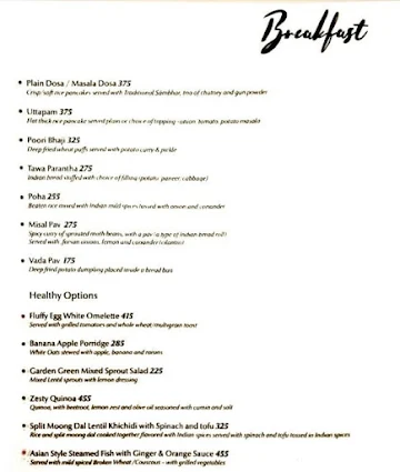 Gallery Cafe - Radisson menu 