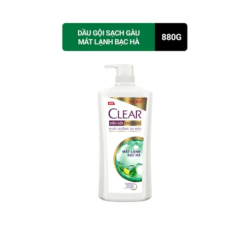 Dầu gội CLEAR mát lạnh bạc hà 880g